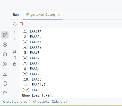 Code Python get 12 loại TOKEN thông dụng của tài khoản Facebook